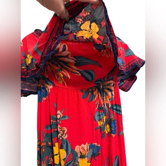 Flying Tomato Red Floral Off-Shoulder Maxi Dress. EUC - Picture 5 of 7